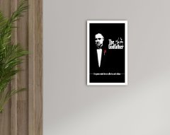 BK Home Godfather Baba Tasarımlı Dekoratif Ahşap Beyaz Çerçeveli Tablo-3