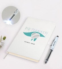Kişiye Özel Diş Teknikeri Tasarımlı Defter ve Dokunmatik Işıklı Kalem Seti-1
