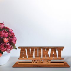 Kişiye Özel Mesleki Avukat Ahşap Masa İsimliği  - A1