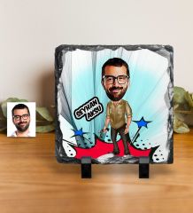 Kişiye Özel Bay Mafya Karikatürlü Dekoratif Doğal Taş