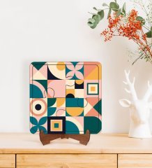 BK Gift Modern Art Tasarımlı Ahşap Standlı Puzzle Çerçeve-14