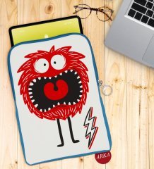 BK Gift Sevimli Canavar Tasarımlı Taşınabilir Koruyucu Tablet Kılıfı & Organizer Çanta - Mavi-1