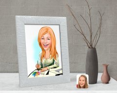 Kişiye Özel Kadın Grafik Tasarımcı Karikatürlü Dekoratif Çerçeve-1