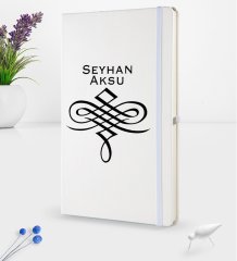 Kişiye Özel İsimli Beyaz Termo Deri Defter 16x24cm Model 24
