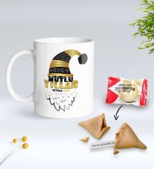 Yılbaşı Hediyesi BK Gift Kişiye Özel Yeni Yıl Tasarımlı Beyaz Kupa Bardak ve Yeni Yıl Dilekleri Şans Kurabiyesi Hediye Seti-6, Sevgiliye Hediye, Arkadaşa Hediye