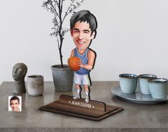 BK Gift Kişiye Özel Basketbol Karikatürlü Ahşap Biblo-6 , Arkadaşa Hediye , Sevgiliye Hediye, Kişiye Özel Biblolar