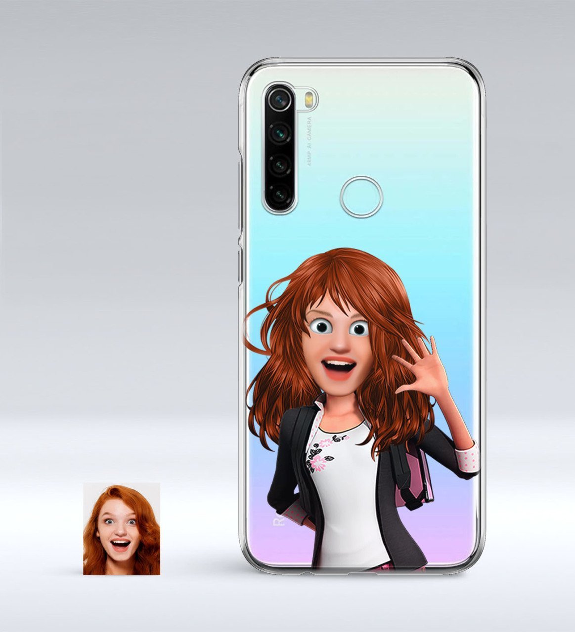 Kişiye Özel Kadın Animasyon Karikatürlü Xiaomi Redmi Note 8 İnce Şeffaf Silikon Telefon Kapağı-5