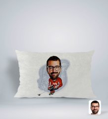 Kişiye Özel Hokeyci Karikatürlü Dikdörtgen Araç Koltuk Yastığı-1