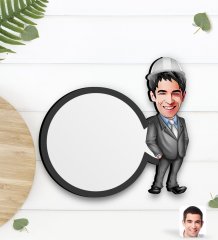 Kişiye Özel Erkek Mühendis Karikatürlü Ahşap Bardak Altlığı-1