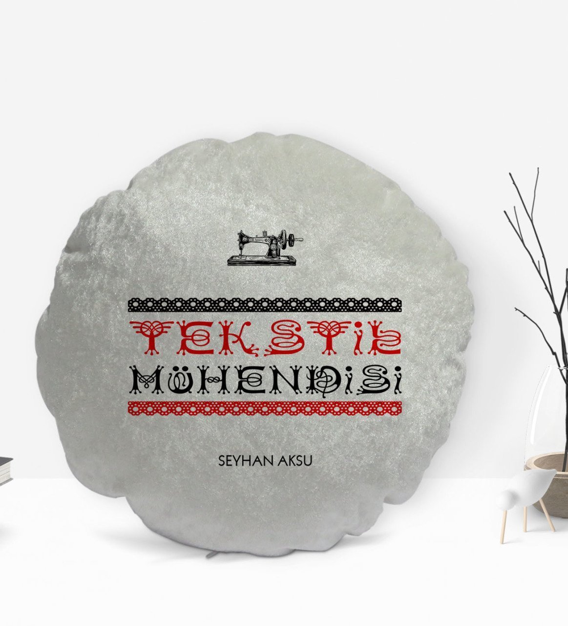 Kişiye Özel İsimli Tekstil Mühendisi Tasarımlı Dekoratif Kırlent Yastık-4