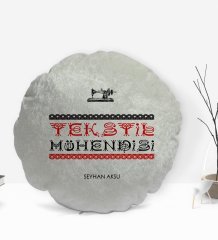 Kişiye Özel İsimli Tekstil Mühendisi Tasarımlı Dekoratif Kırlent Yastık-4