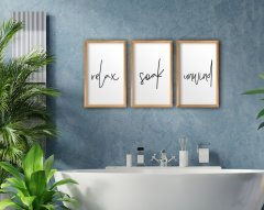 BK Home Banyo 3'lü El Yapımı Ahşap Çerçeveli Tablo-7