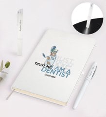 Kişiye Özel Diş Hekimi Tasarımlı Defter Kalem ve Dokunmatik Işıklı Kalem Seti-3