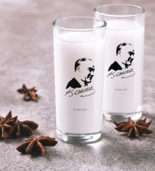Kişiye Özel Renkli Baskılı Atatürk Temalı İkili Rakı Bardağı Seti-26