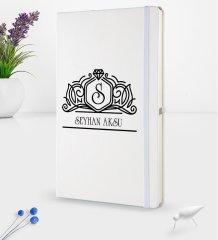 Kişiye Özel İsimli Beyaz Termo Deri Defter 16x24cm Model 13