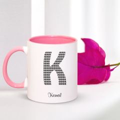 Kişiye Özel K Harfi İsimli Pembe Kupa Bardak