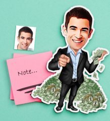 Kişiye Özel Bay Milyoner Karikatürlü Ahşap Magnet