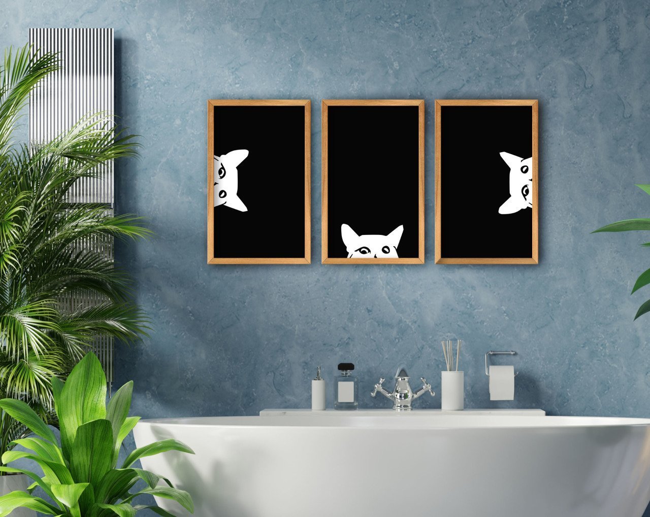 BK Home Banyo 3'lü El Yapımı Ahşap Çerçeveli Tablo-6