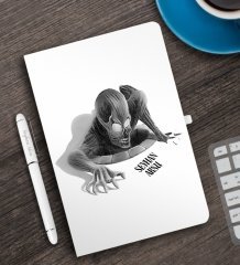 Kişiye Özel 3D Çizim Kapaklı Beyaz Defter Kalem Seti - 5