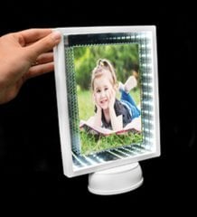 Kişiye Özel 3D Beyaz LED Işıklı Aynalı Dikdörtgen Fotoğraf Çerçevesi