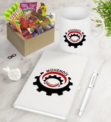 Kişiye Özel Mühendis Nostaljik Lezzetler Defter Kalem Kupa Hediye Seti-3