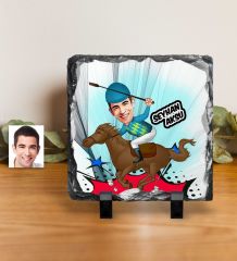 Kişiye Özel Bay Jokey Karikatürlü Dekoratif Doğal Taş