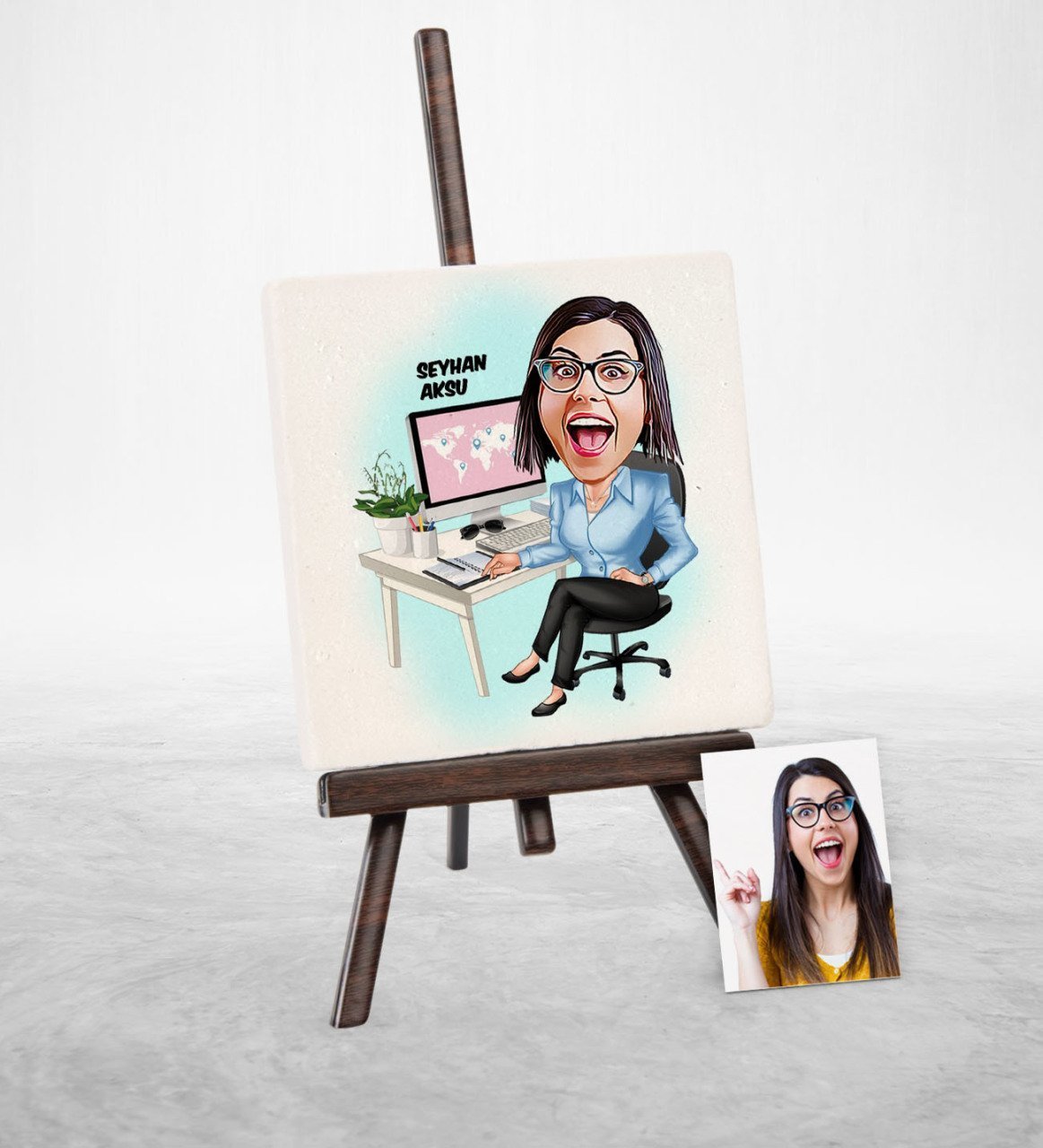 Kişiye Özel Genel Müdür Karikatür Şovaleli Doğal Taş - 1