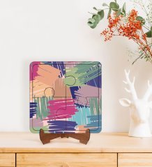 BK Gift Modern Art Tasarımlı Ahşap Standlı Puzzle Çerçeve-11