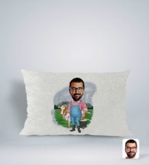 Kişiye Özel Çiftçi Karikatürlü Dikdörtgen Araç Koltuk Yastığı-1