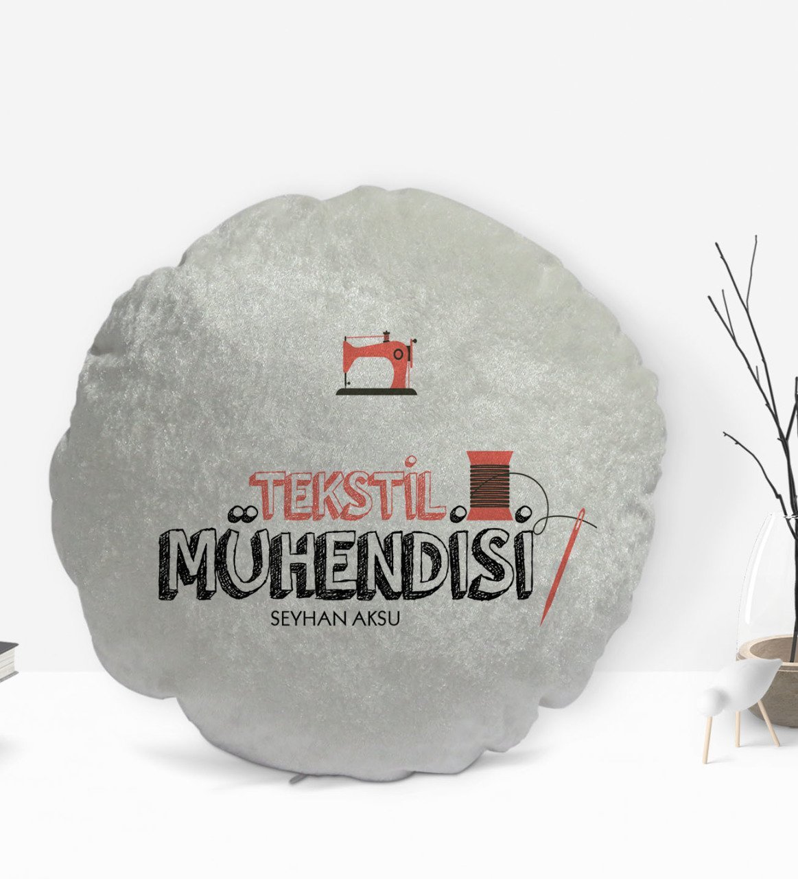 Kişiye Özel İsimli Tekstil Mühendisi Tasarımlı Dekoratif Kırlent Yastık-2