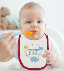 BK Kids Amıcasının Erkeğe Tasarımlı Kırmızı Bebek Body Zıbın ve Mama Önlüğü Hediye Seti-1