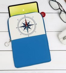 BK Gift Pusula Tasarımlı Taşınabilir Koruyucu Tablet Kılıfı & Organizer Çanta - Mavi-1