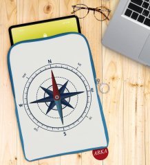 BK Gift Pusula Tasarımlı Taşınabilir Koruyucu Tablet Kılıfı & Organizer Çanta - Mavi-1