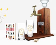 Kişiye Özel Renkli Baskılı İsimli İkili Rakı Bardağı Ahşap Rakı Standı ve Cep Kitabı Hediye Seti-15