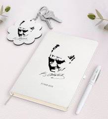 Kişiye Özel Atatürk Temalı Beyaz Defter Kalem ve Anahtarlık Hediye Seti-25