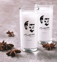 Kişiye Özel Renkli Baskılı Atatürk Temalı İkili Rakı Bardağı Seti-24