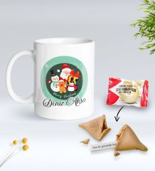Yılbaşı Hediyesi BK Gift Kişiye Özel Yeni Yıl Tasarımlı Beyaz Kupa Bardak ve Yeni Yıl Dilekleri Şans Kurabiyesi Hediye Seti-3, Sevgiliye Hediye, Arkadaşa Hediye