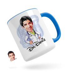 Kişiye Özel Erkek Doktor Karikatürlü Mavi Kupa Bardak-1
