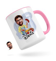 Kişiye Özel Erkek Mangalcı Karikatürlü Pembe Kupa Bardak-1