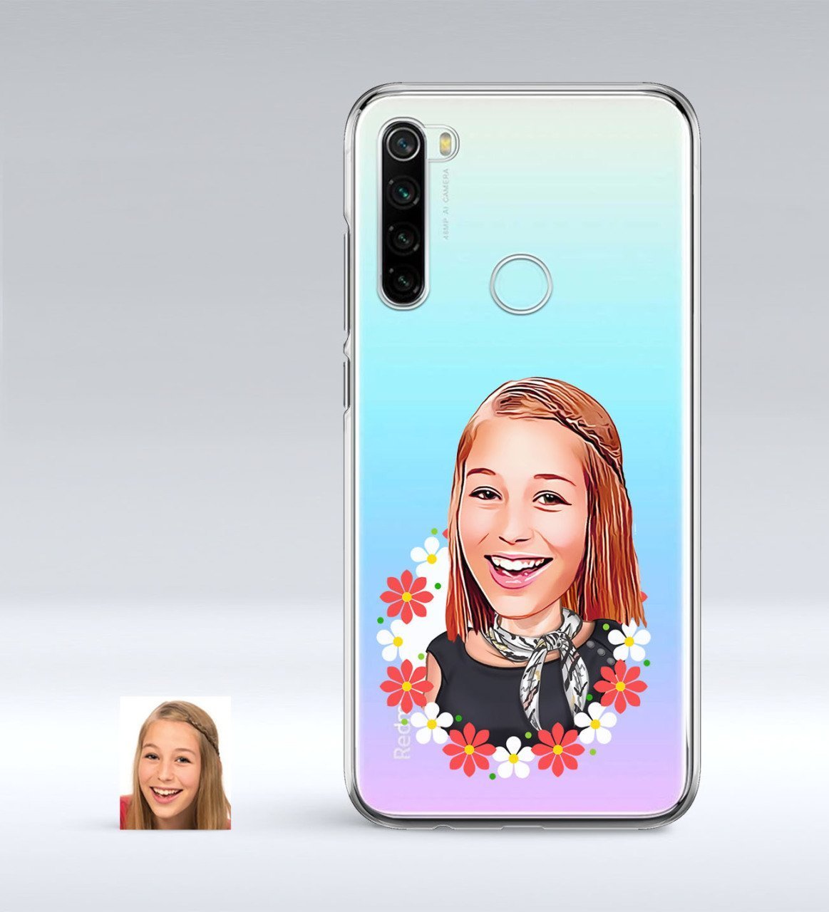 Kişiye Özel Bayan Karikatürlü Xiaomi Redmi Note 8 İnce Şeffaf Silikon Telefon Kapağı-51