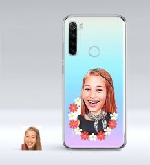 Kişiye Özel Bayan Karikatürlü Xiaomi Redmi Note 8 İnce Şeffaf Silikon Telefon Kapağı-51
