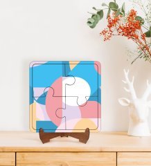 BK Gift Modern Art Tasarımlı Ahşap Standlı Puzzle Çerçeve-10