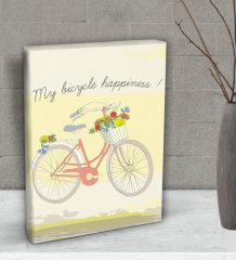 BK Gift My Bicycle Happiness Tasarımlı Dekoratif Mini Kanvas Tablo 15x20cm-1