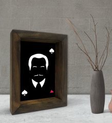 BK Gift Baba Godfather Tasarımlı Dekoratif Doğal Masif Ahşap Çerçeve 15x20cm-15