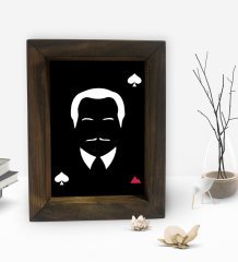 BK Gift Baba Godfather Tasarımlı Dekoratif Doğal Masif Ahşap Çerçeve 15x20cm-15