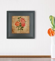 BK Gift Çiçek Tasarımlı Ahşap Çerçeveli Taş Duvar Dekoru-1