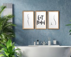 BK Home Banyo 3'lü El Yapımı Ahşap Çerçeveli Tablo-4