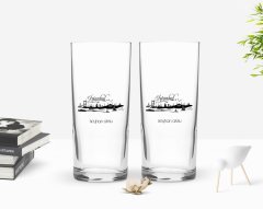 Kişiye Özel Renkli Baskılı İstanbul Tasarımlı Turistik İkili Rakı Bardağı Seti-5