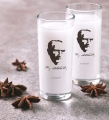 Kişiye Özel Renkli Baskılı Atatürk Temalı İkili Rakı Bardağı Seti-23