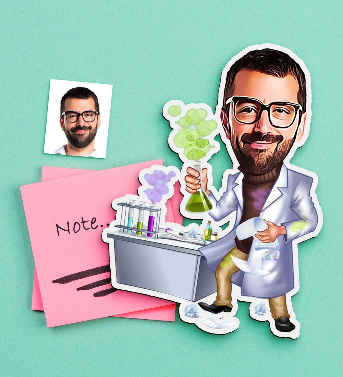 Kişiye Özel Bay Kimya Mühendisi Karikatürlü Ahşap Magnet-1